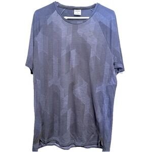 Gymshark‎ Shirt Mens 2XL Geometric Pattern Athletic Performance Workout Gym Blue